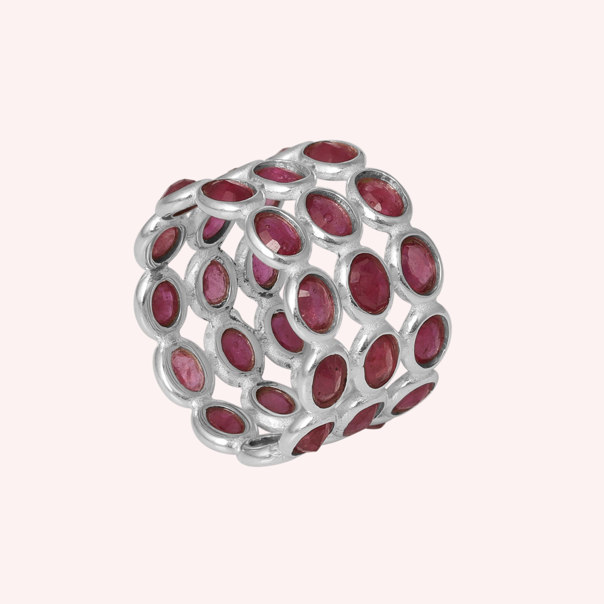 Full Eternity Ruby Triple Band Ring Jewelry for Women