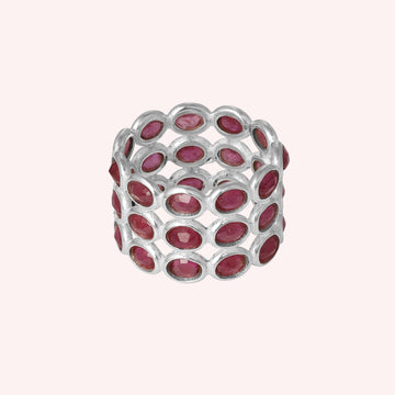 Full Eternity Ruby Triple Band Ring Jewelry for Women