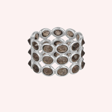 Natural Smoky Quartz Full Eternity Triple Band Ring
