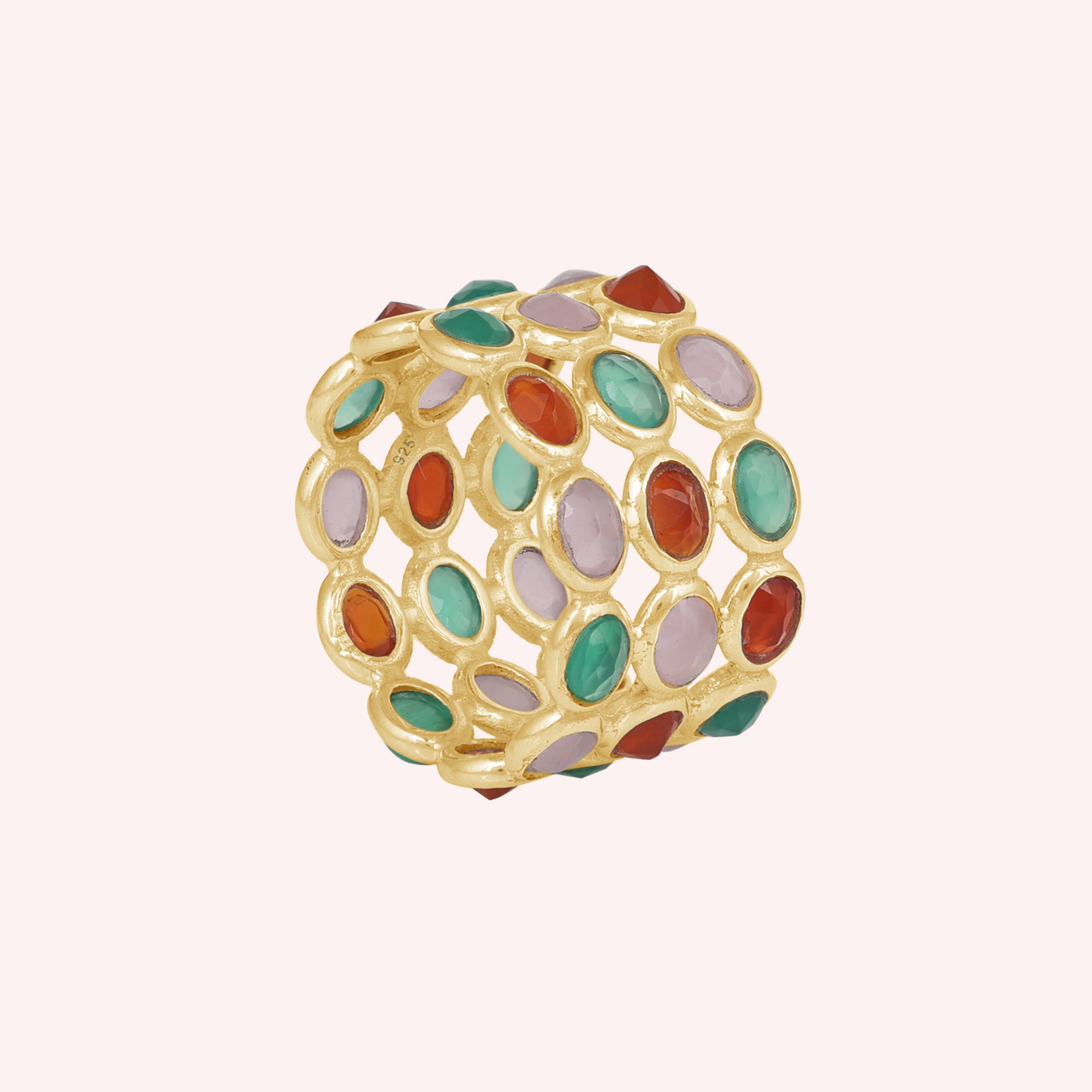 Trio Gemstone Full Eternity Triple Band Ring