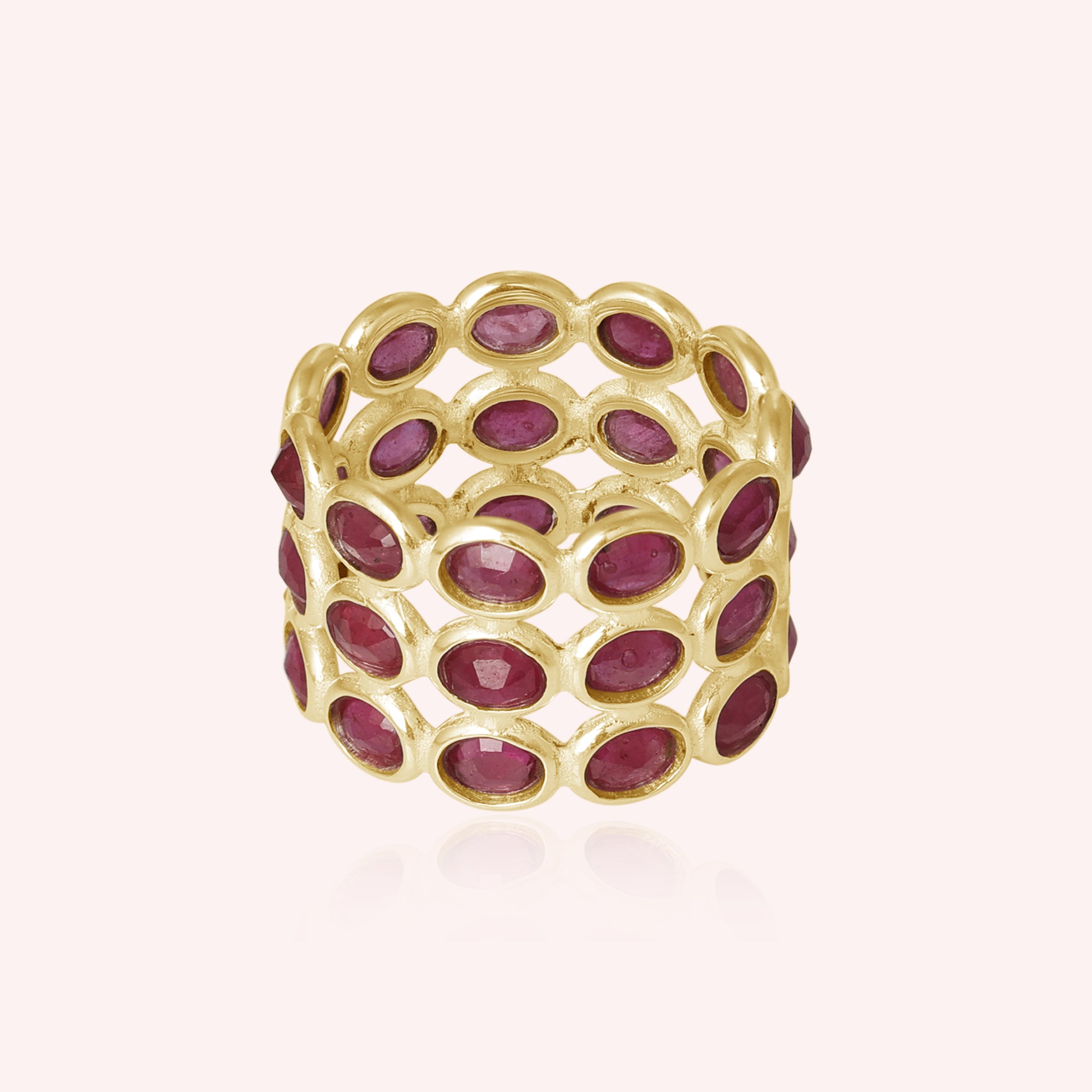 Full Eternity Ruby Triple Band Ring Jewelry for Women