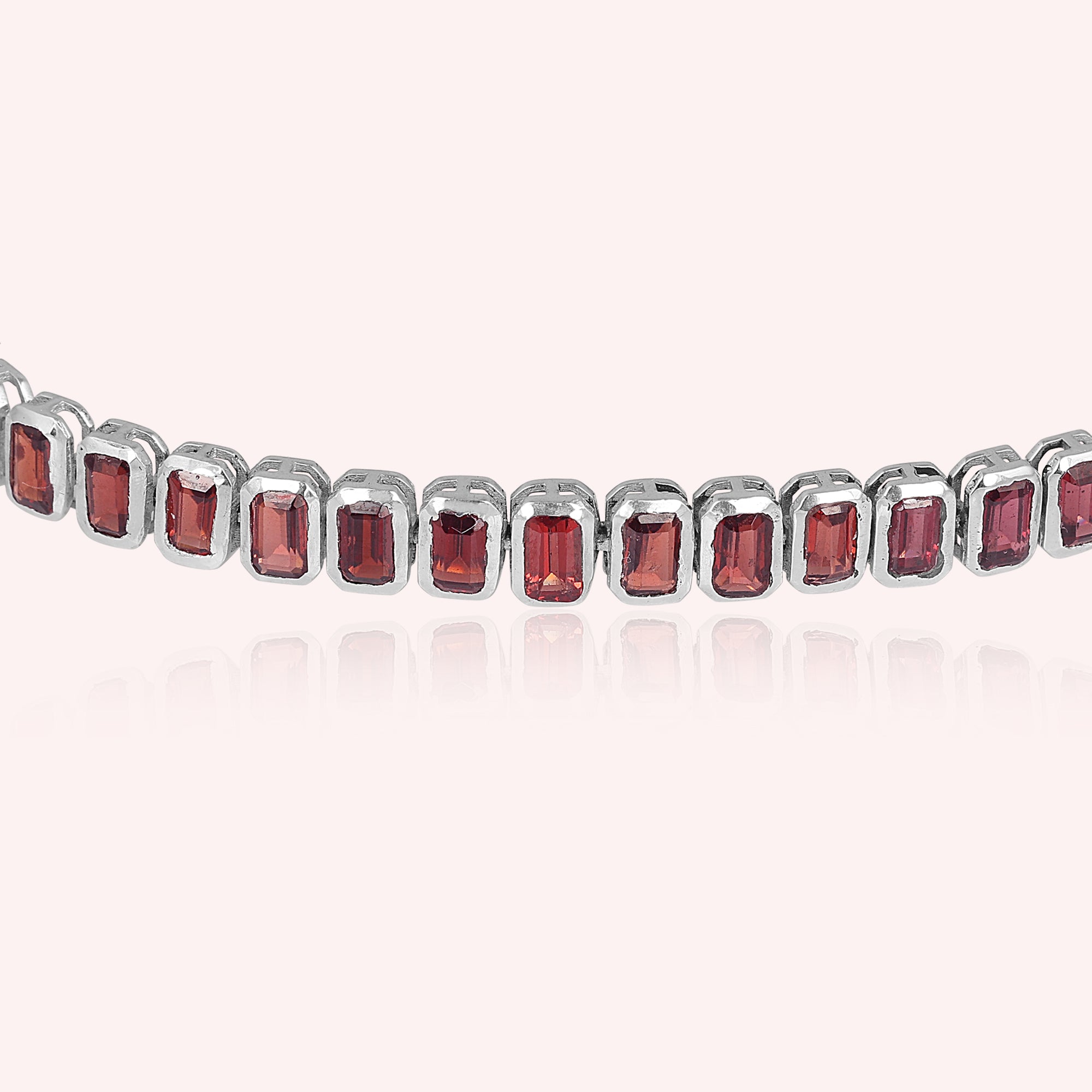 Natural Red Garnet Tennis Bracelet