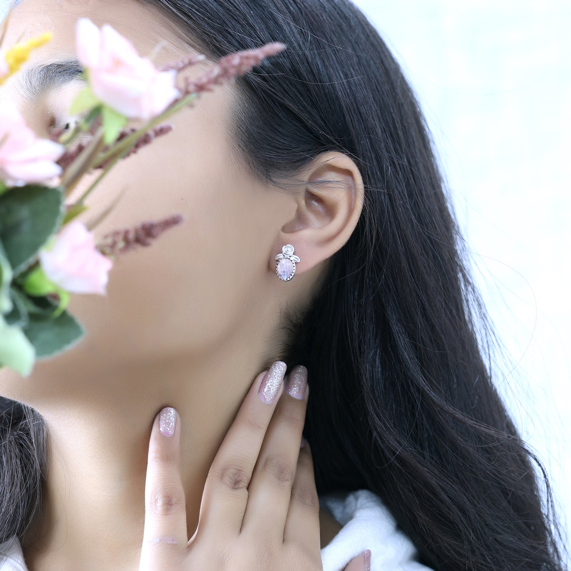 Rose Flower Stud Earrings for Women