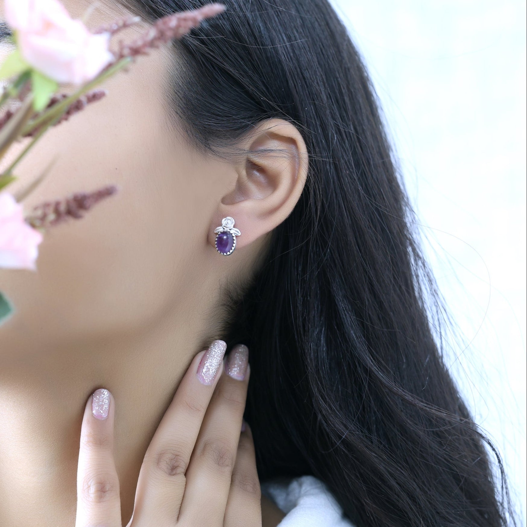 Rose Flower Stud Earrings for Women