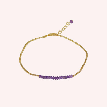 Purple Amethyst Beads 925 Sterling Silver Bracelet