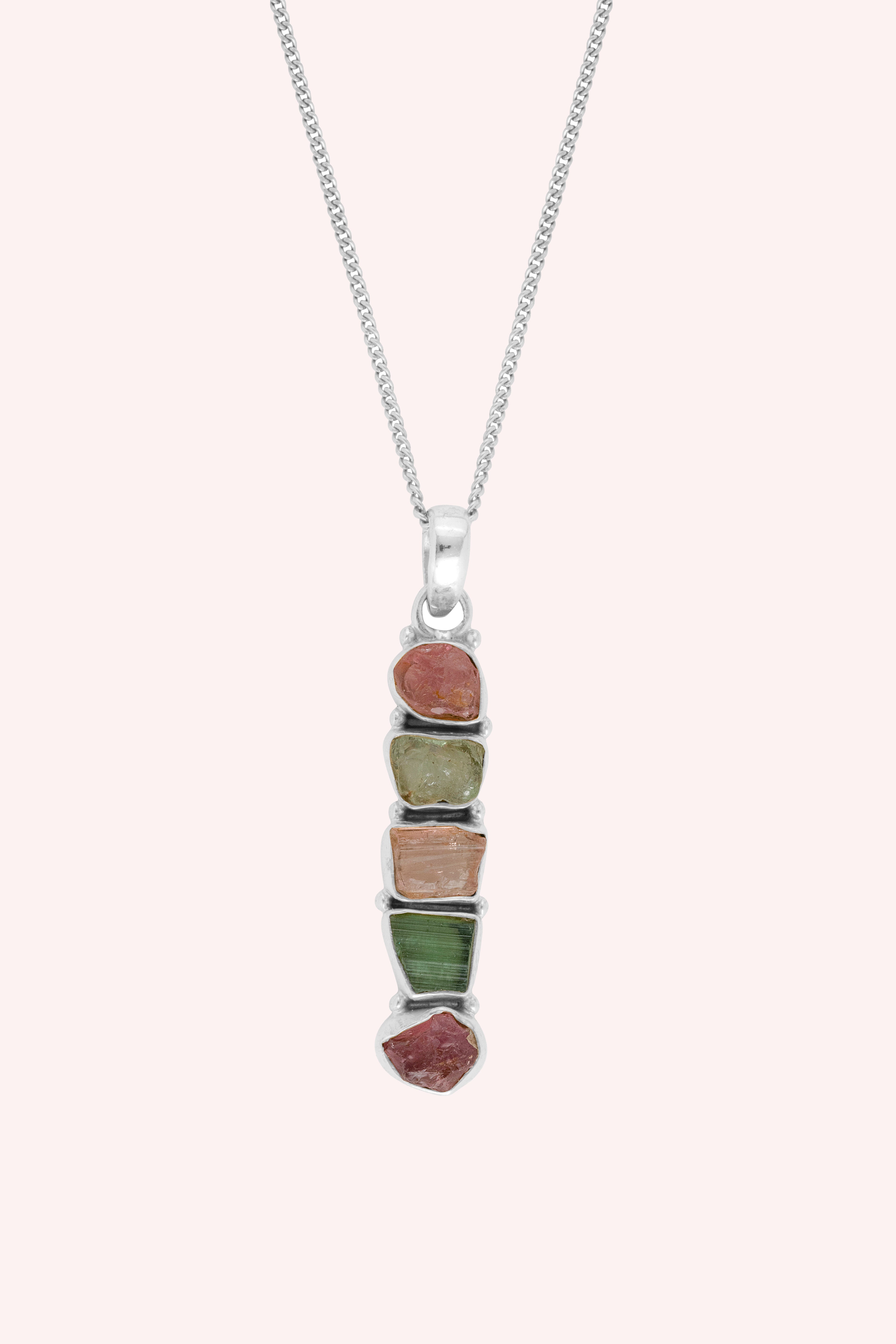 925 Sterling Silver Multi Tourmaline Pendant