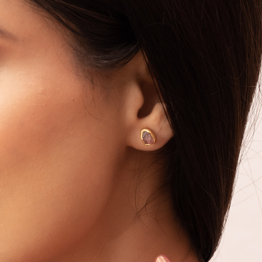 Pink Tourmaline Stud Earrings