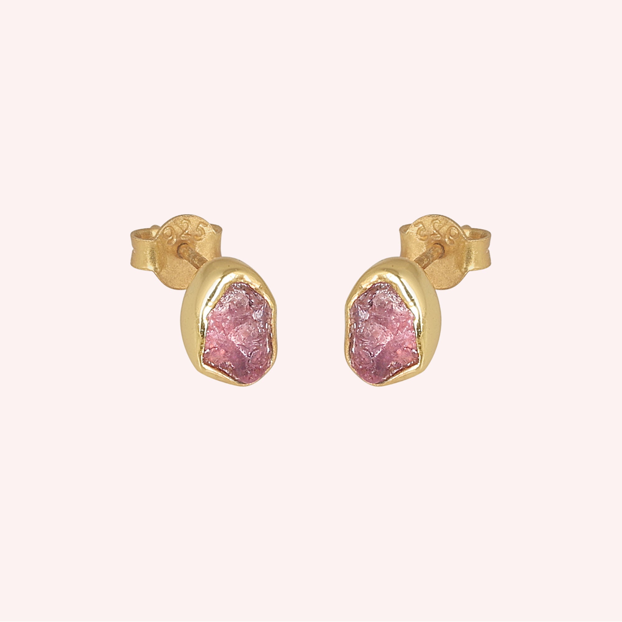 Pink Tourmaline Stud Earrings