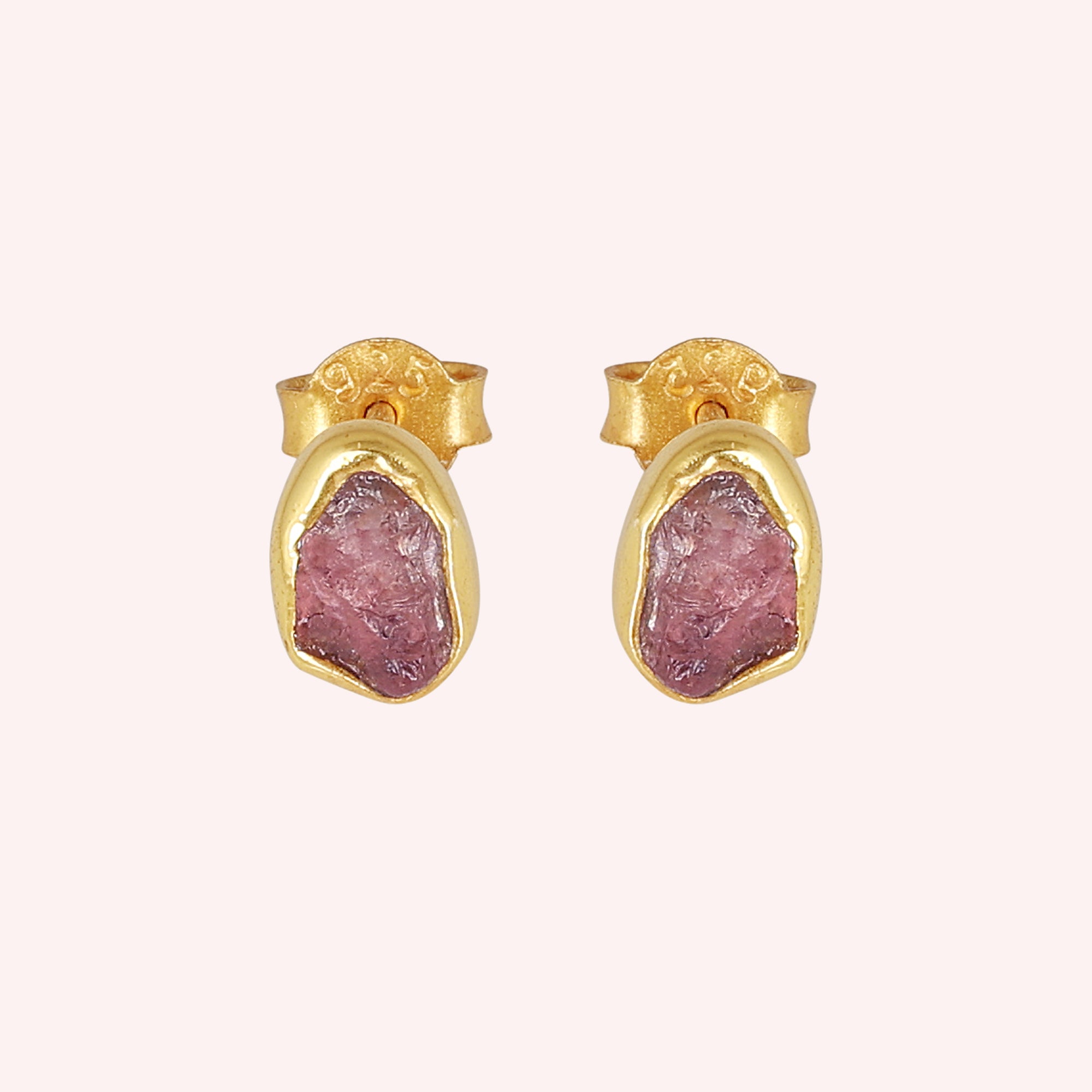 Pink Tourmaline Stud Earrings