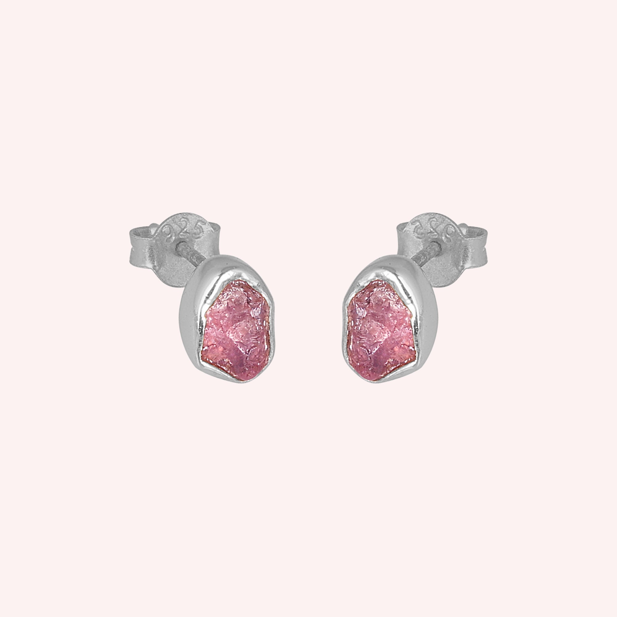 Pink Tourmaline Stud Earrings