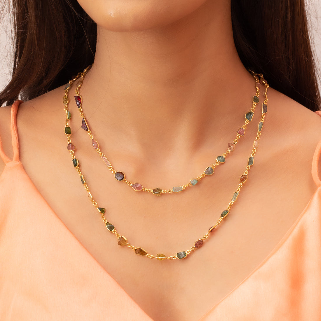 Multi Tourmaline Layer Necklace