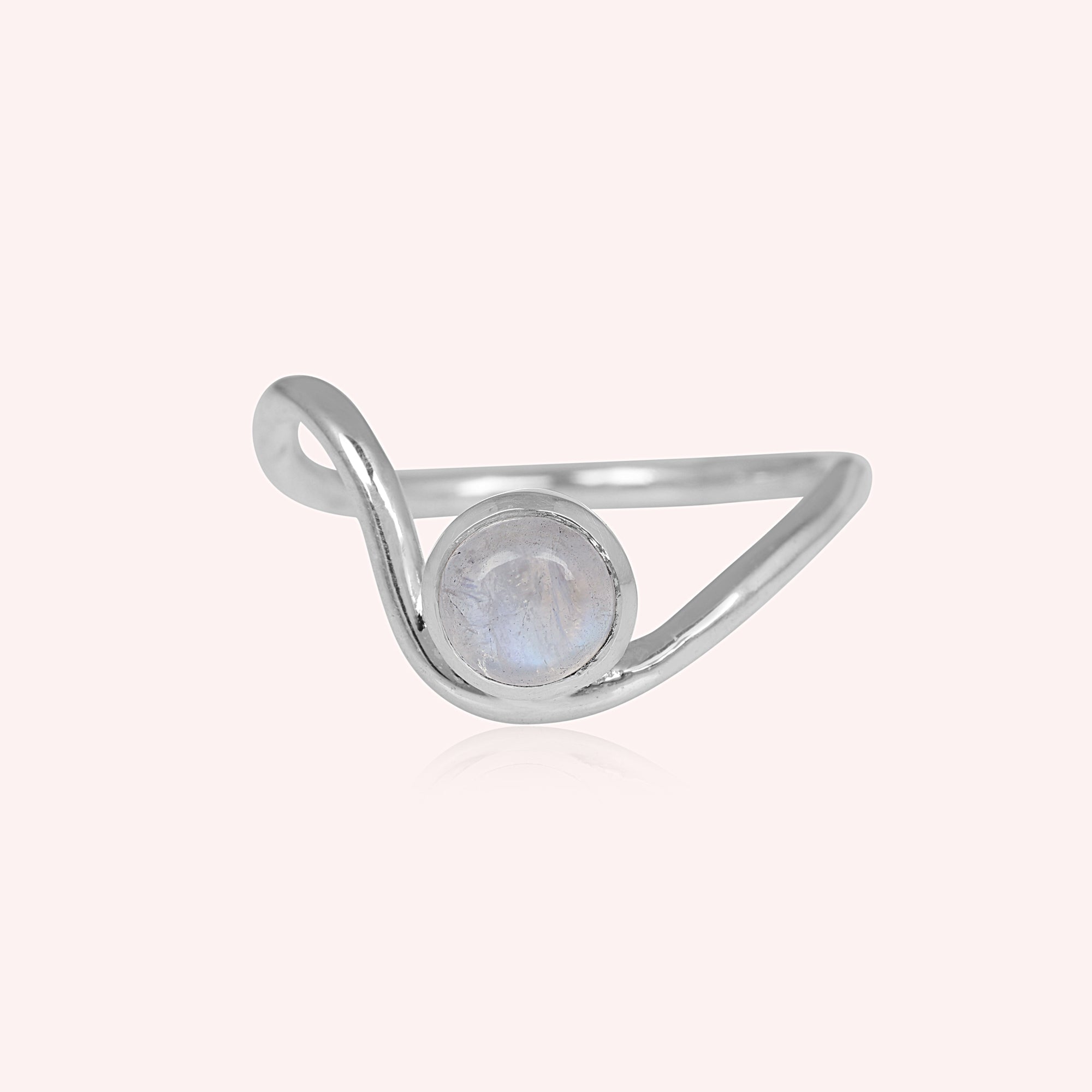 925 Sterling Silver Moonstone Wave Stackable Ring Jewelry for Women