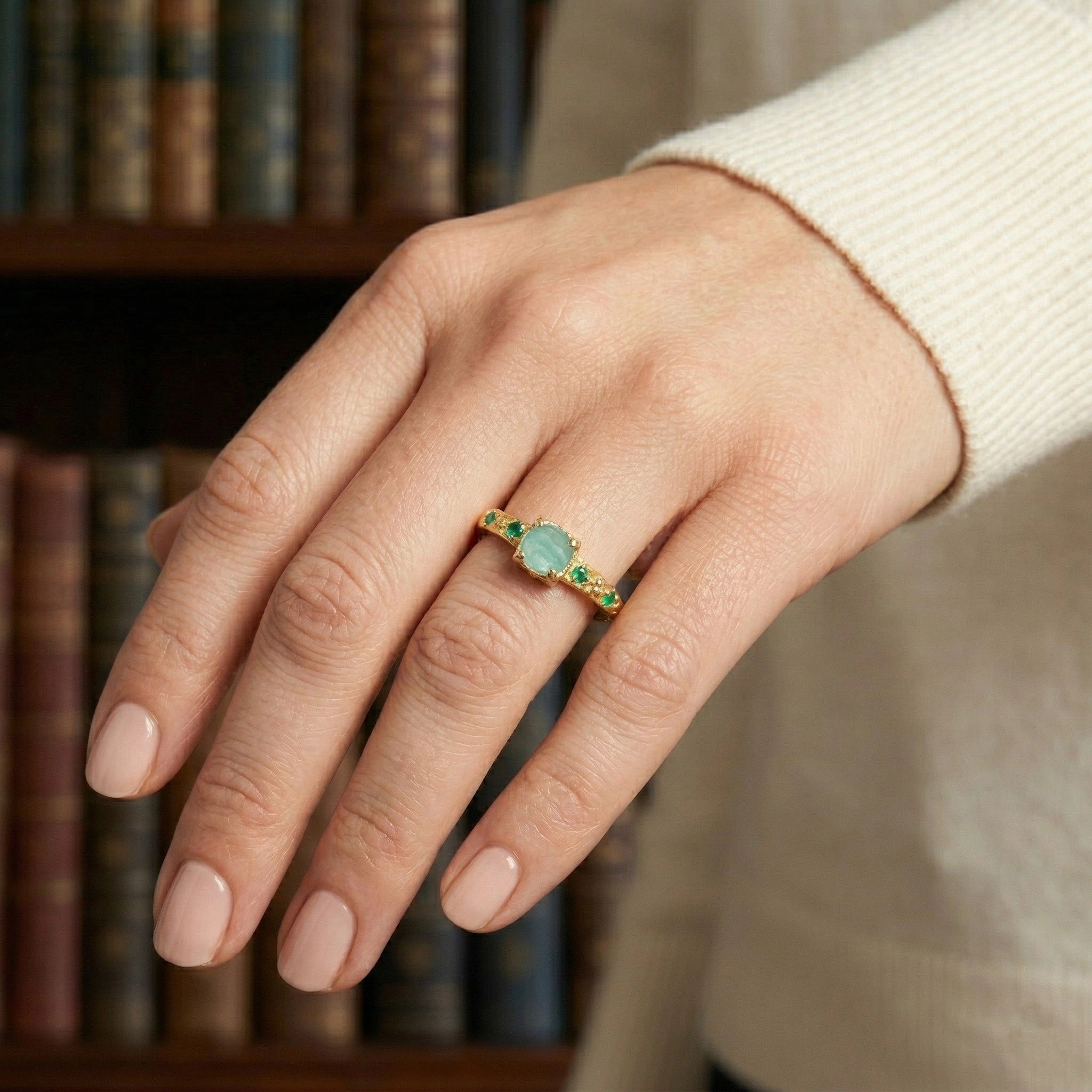 Blue Stone Ring – Celestial Amazonite Aura | Tejara