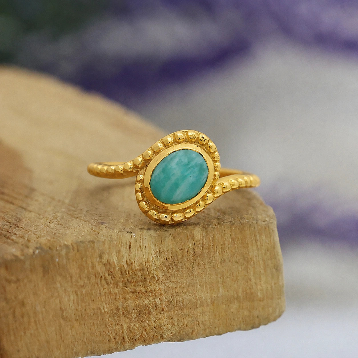 Blue Stone Ring – Amazonite Aura | Tejara