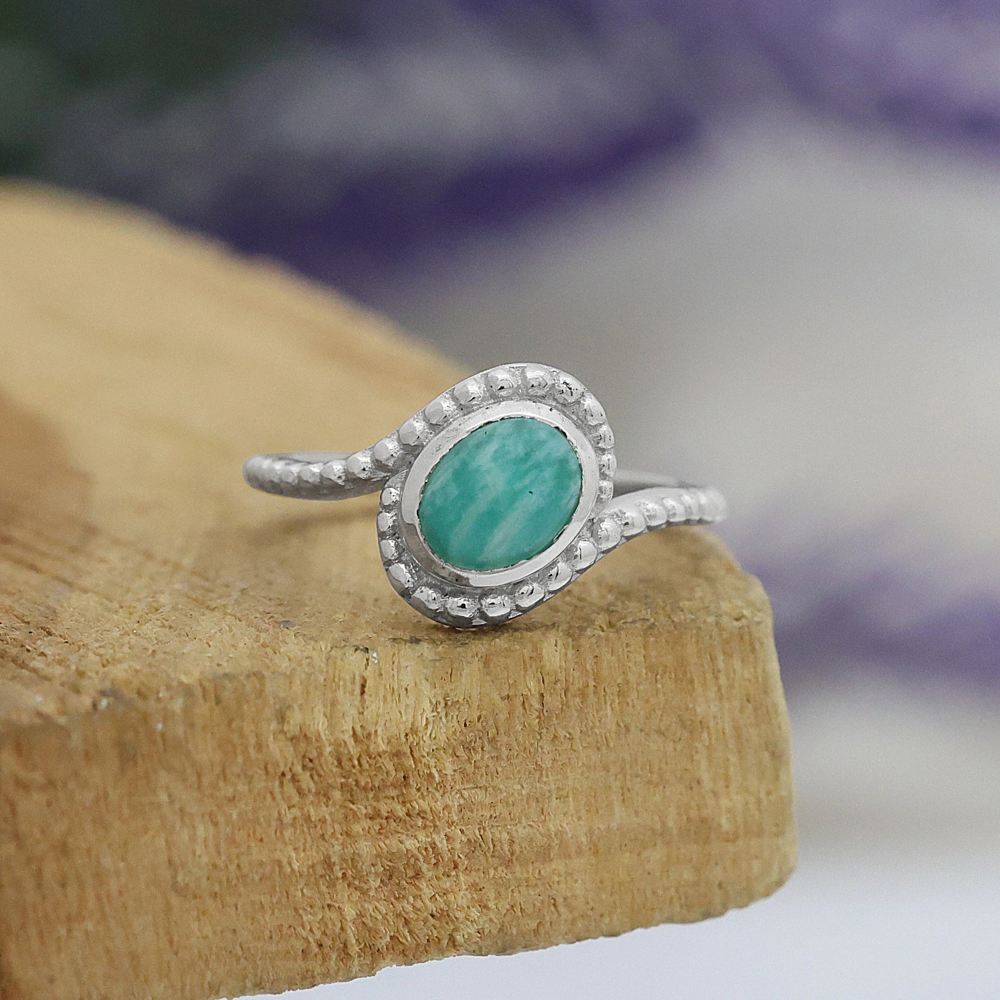Blue Stone Ring – Amazonite Aura | Tejara