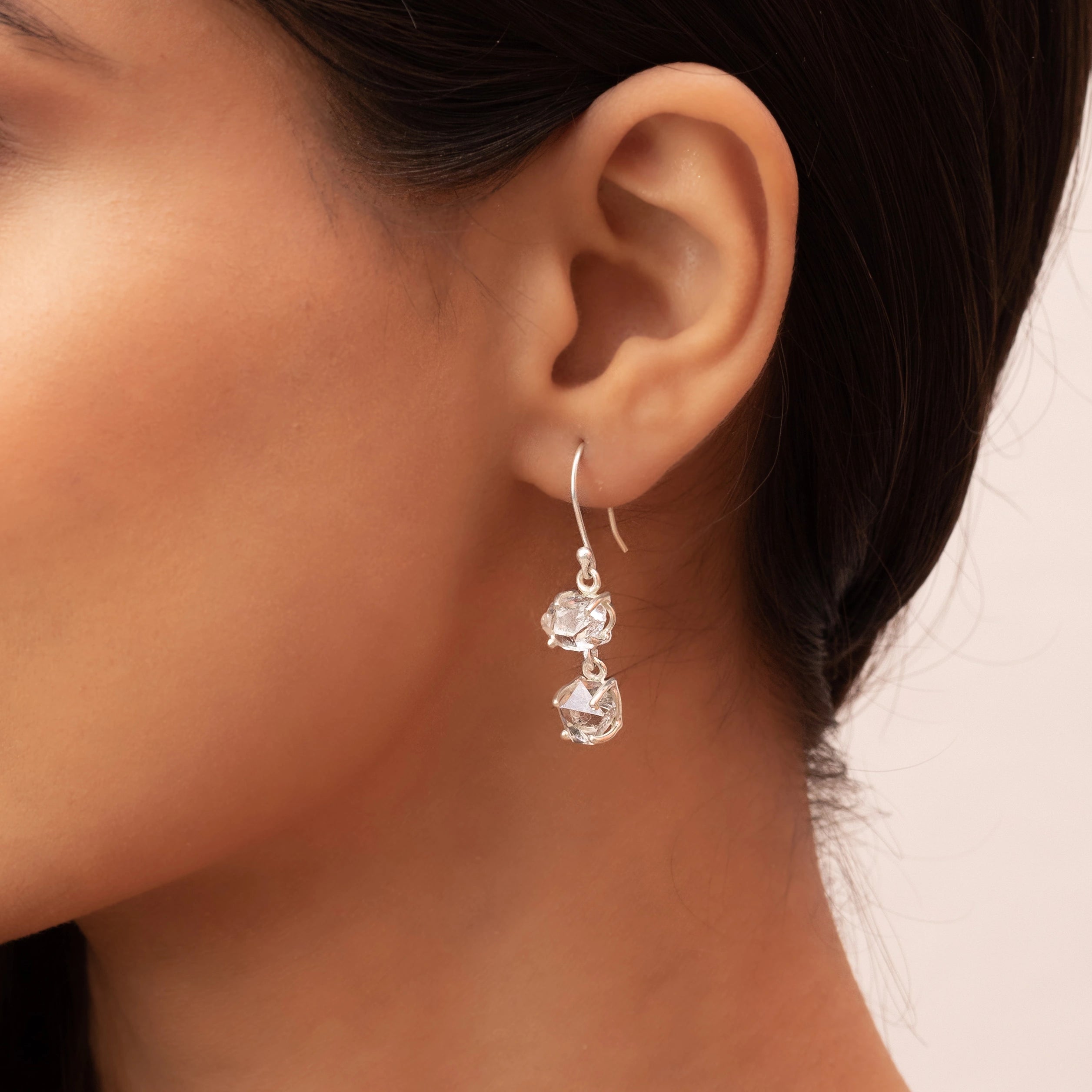 Crystal Drop Earrings – Herkimer Duo | Tejara