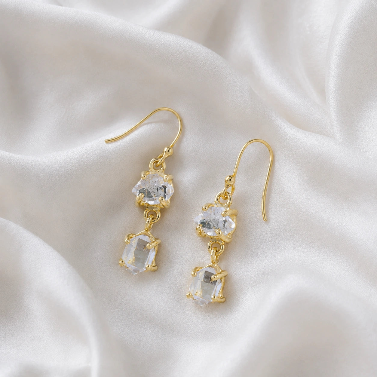 Crystal Drop Earrings – Herkimer Duo | Tejara