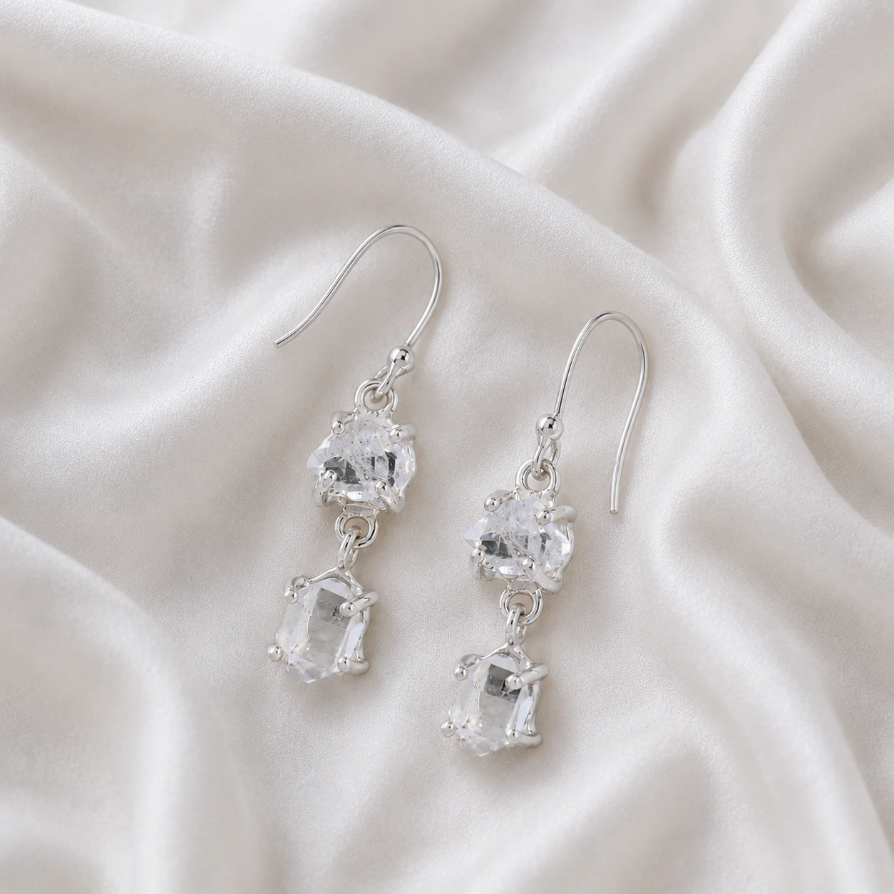 Crystal Drop Earrings – Herkimer Duo | Tejara