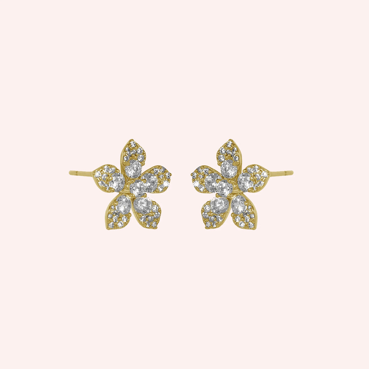 Diamond Flower Stud Earrings
