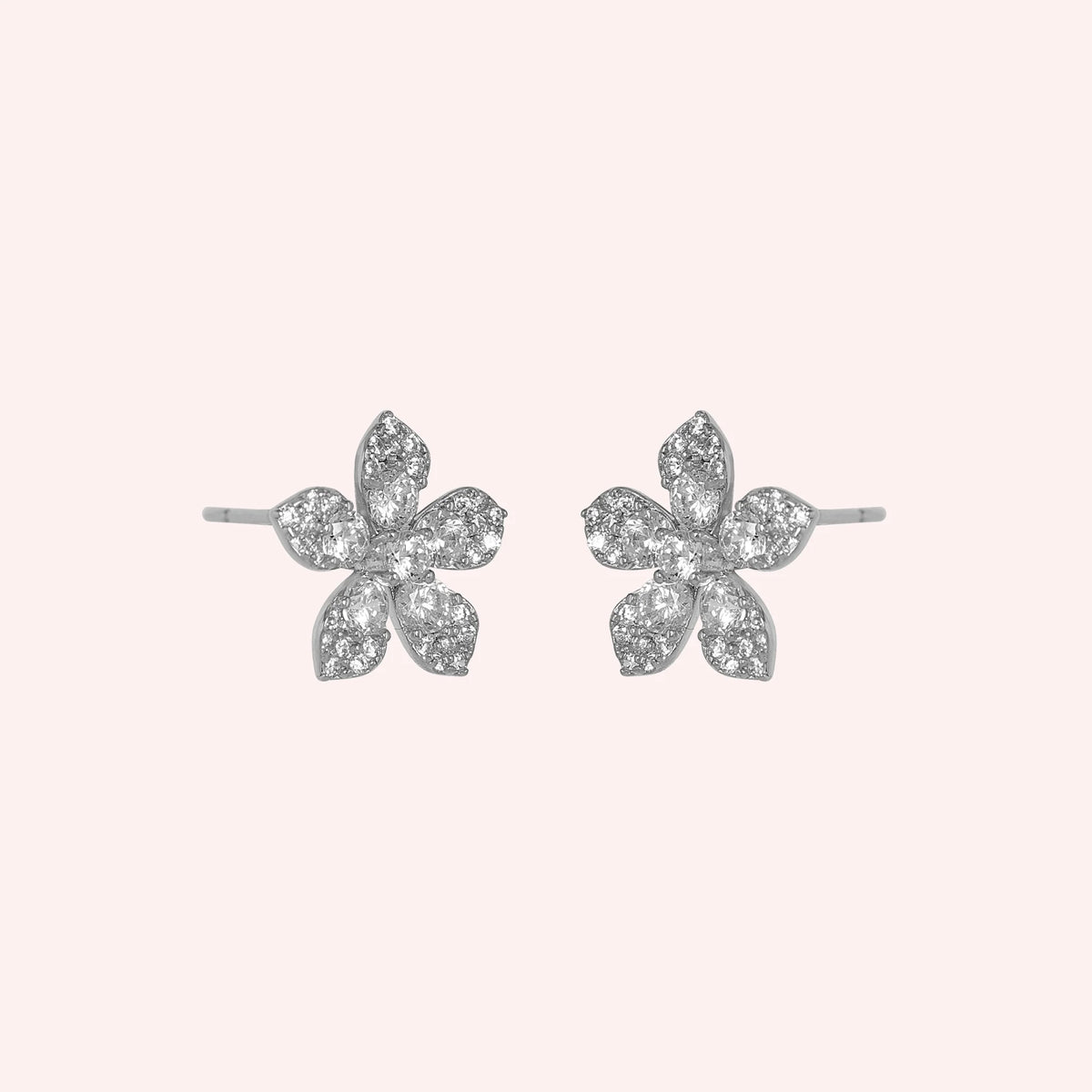 Diamond Flower Stud Earrings