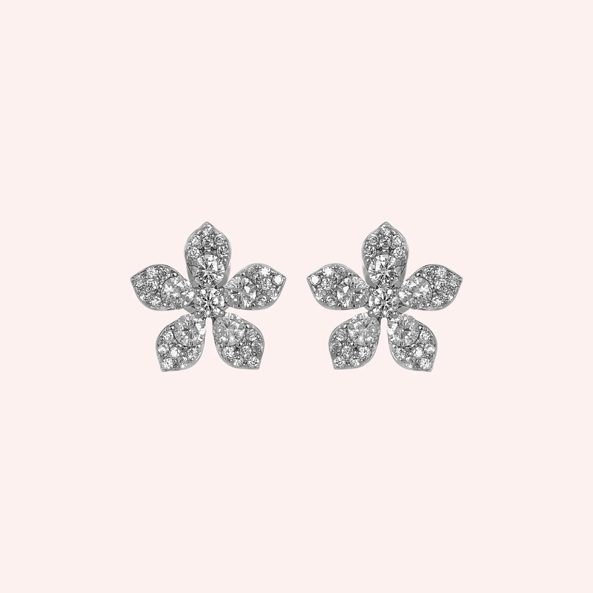 Diamond Flower Stud Earrings