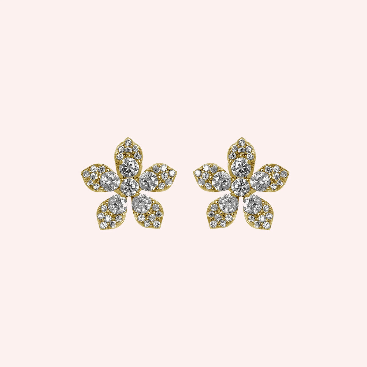 Diamond Flower Stud Earrings