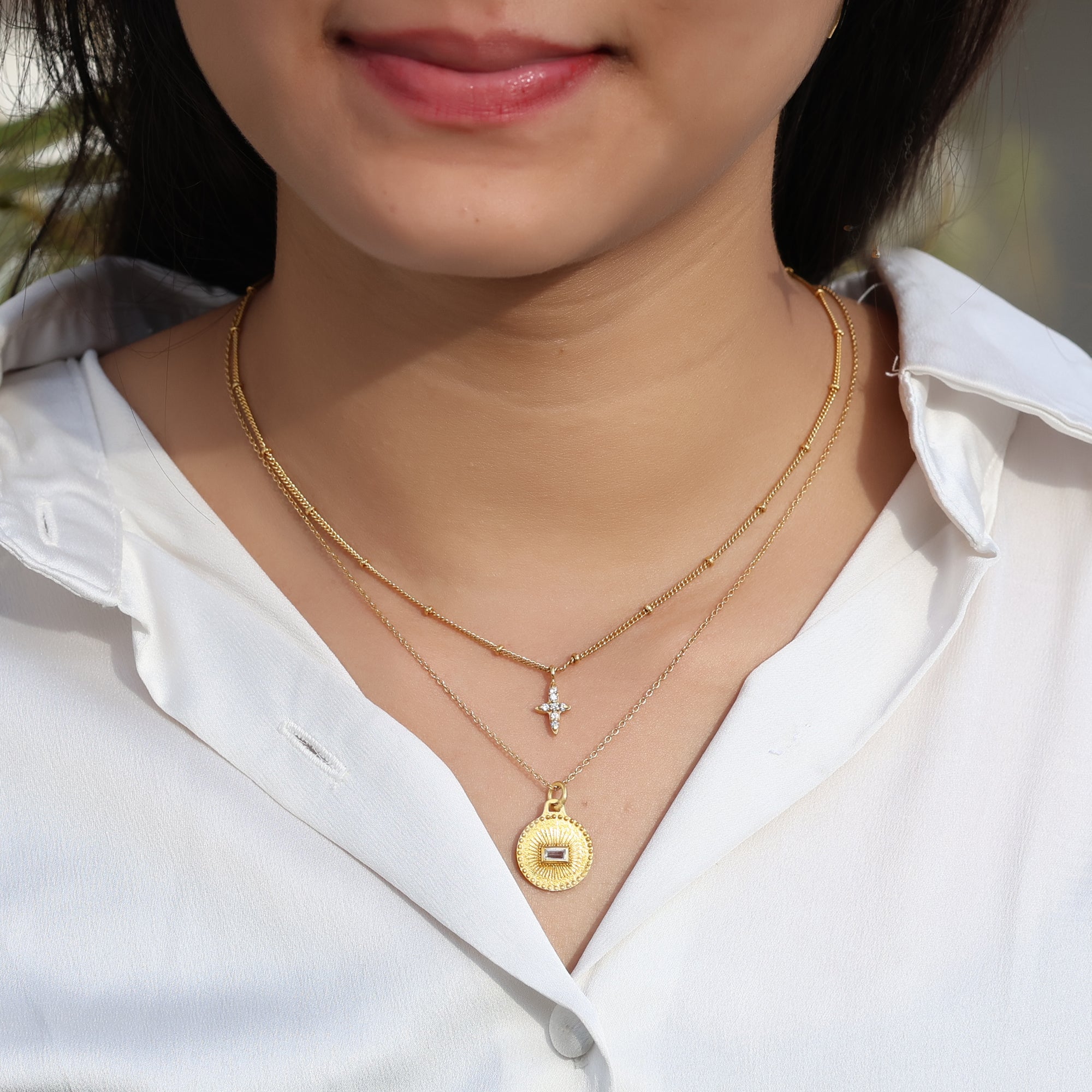 Round Pendant Crystal Necklace