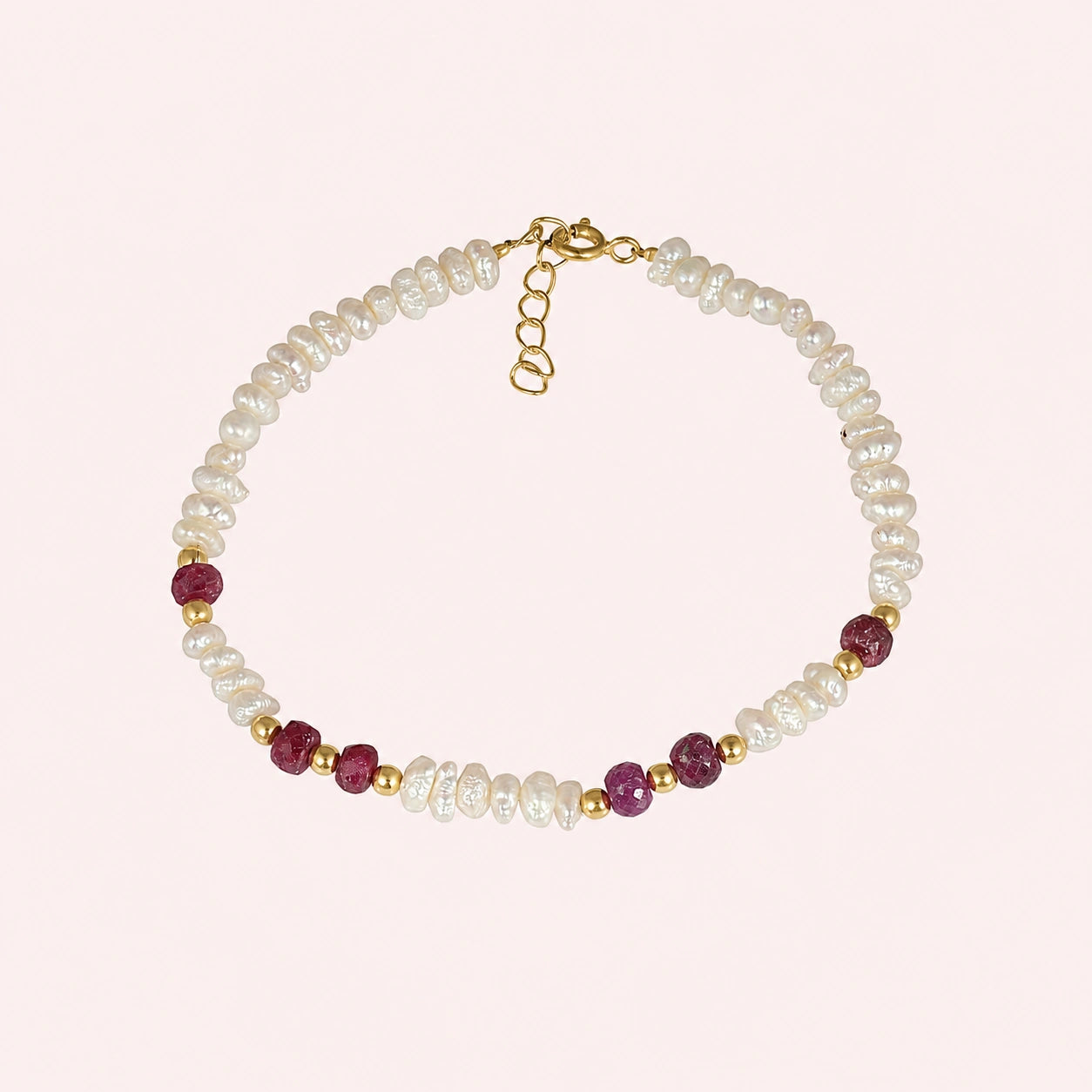 Pearl Bracelet – Ruby Harmony | Tejara