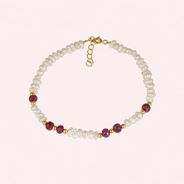 Pearl Bracelet – Ruby Harmony | Tejara