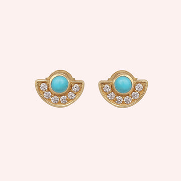 Turquoise Earrings – Half Moon Studs | Tejara