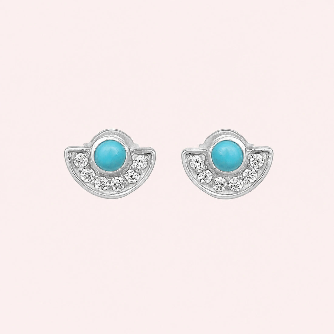 Turquoise Earrings – Half Moon Studs | Tejara