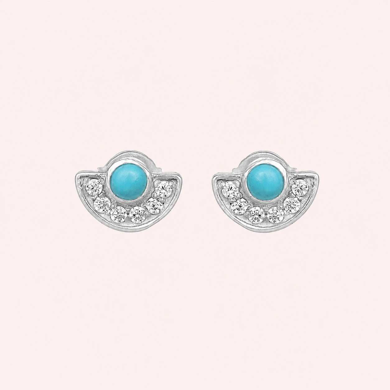 Turquoise Earrings – Half Moon Studs | Tejara