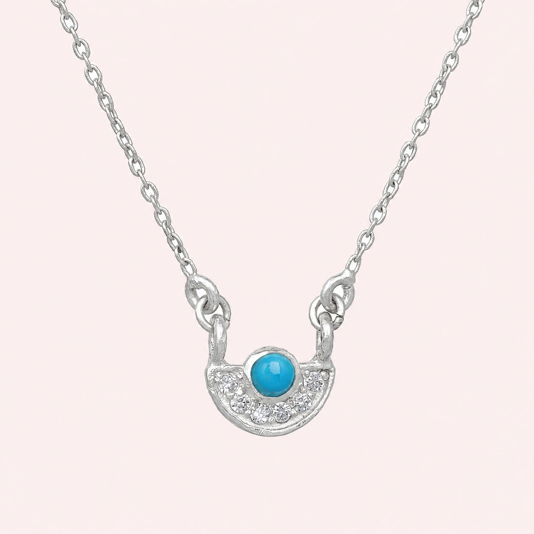 Turquoise Necklace – Half Moon Charm | Tejara