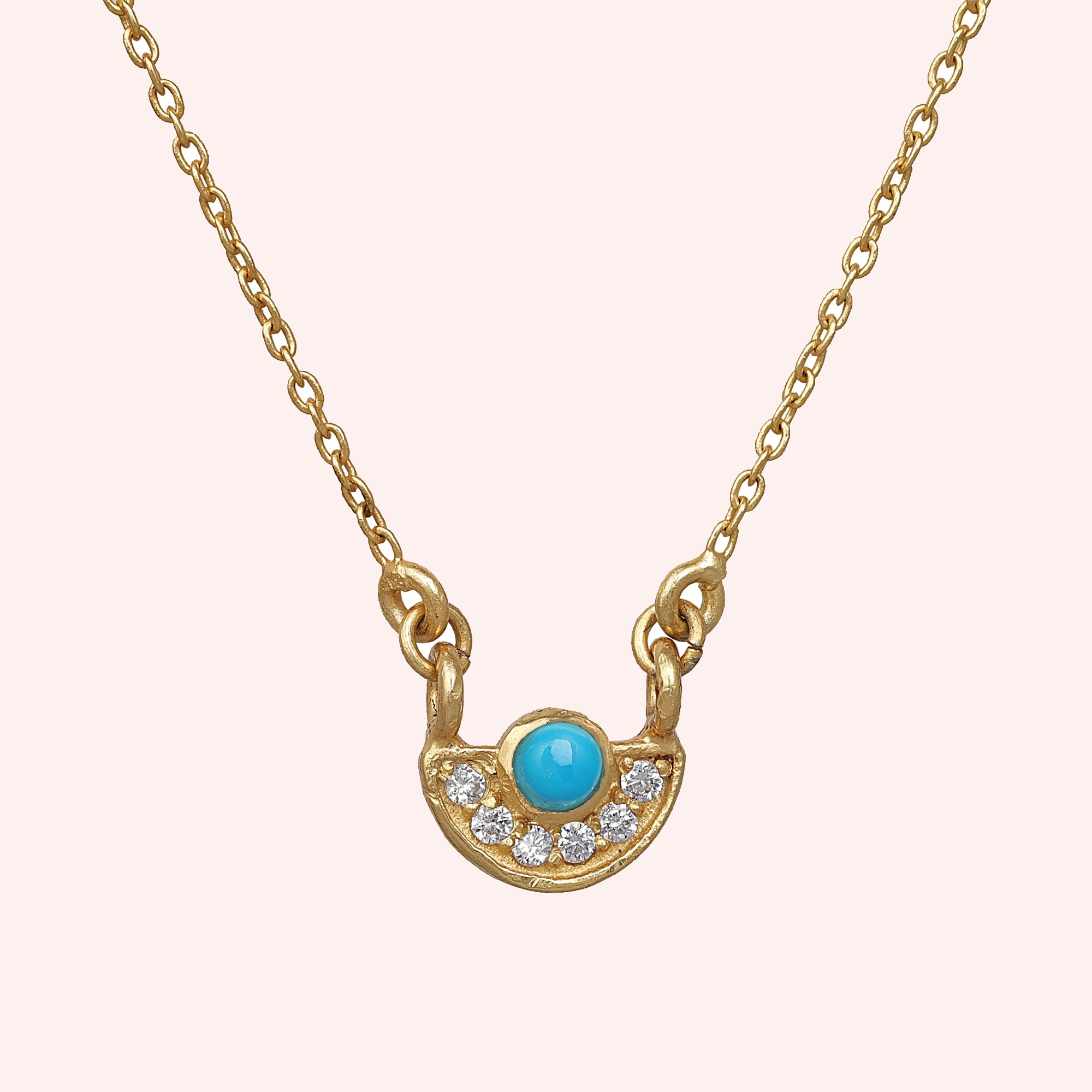 Turquoise Necklace – Half Moon Charm | Tejara