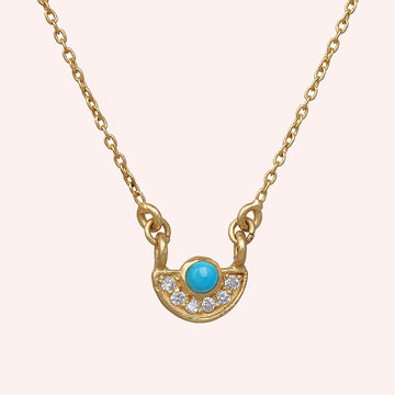 Turquoise Necklace – Half Moon Charm | Tejara